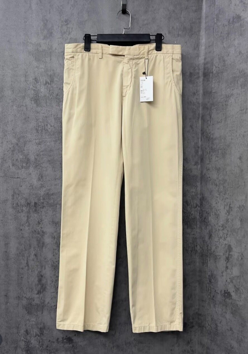 Loro Piana Suede-Finish Khaki Straight-Leg Structured Casual Trousers - 1