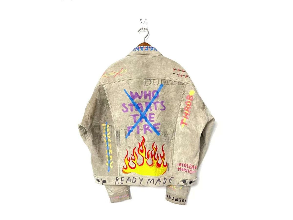 Fire embroidery work denim jacket - 2