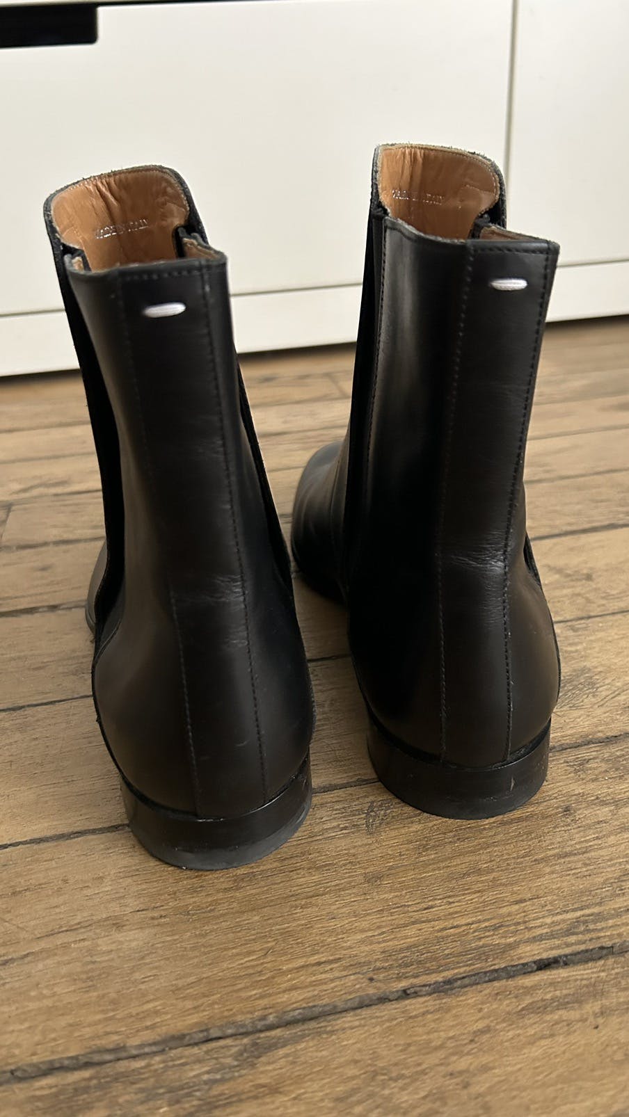 matte black leather chelsea boots . maison margiela . - 9