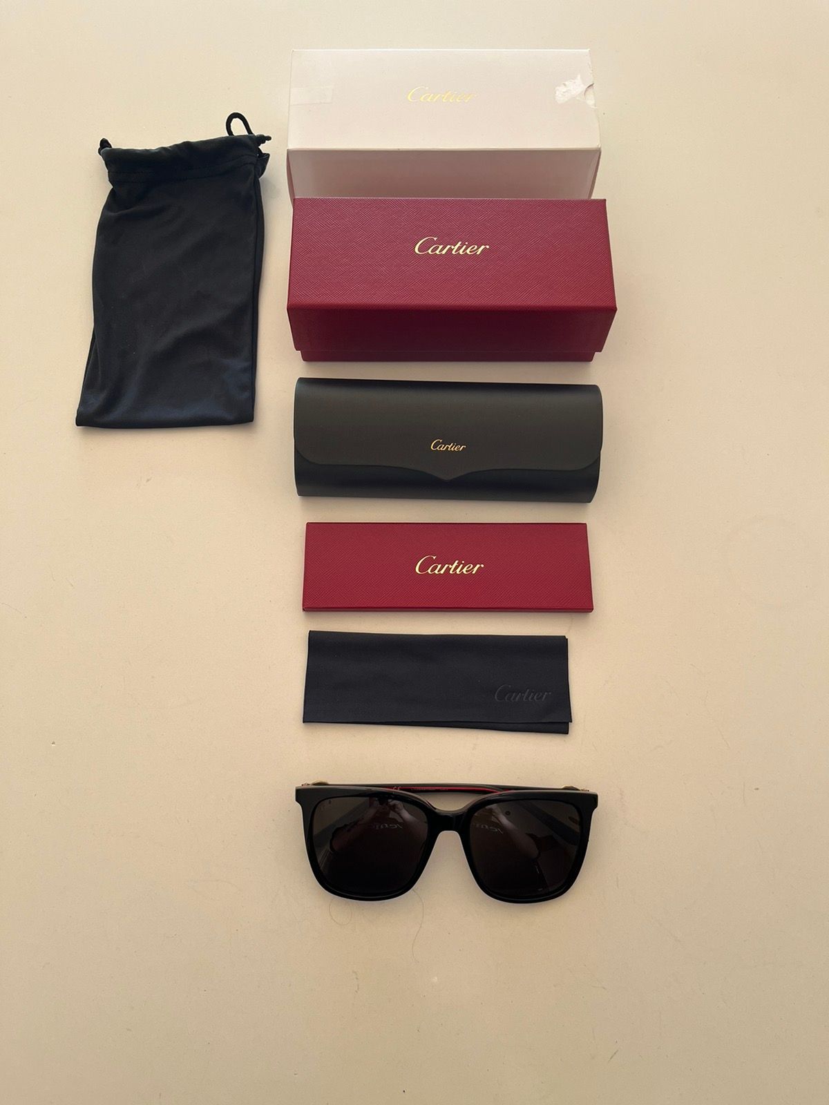 NIB - Cartier Black and Red Acetate Sunglasses - 1