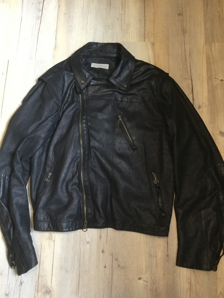 Angelos Frentzos - Black leather jacket. Like Vetements or Damir Doma jackets - 8