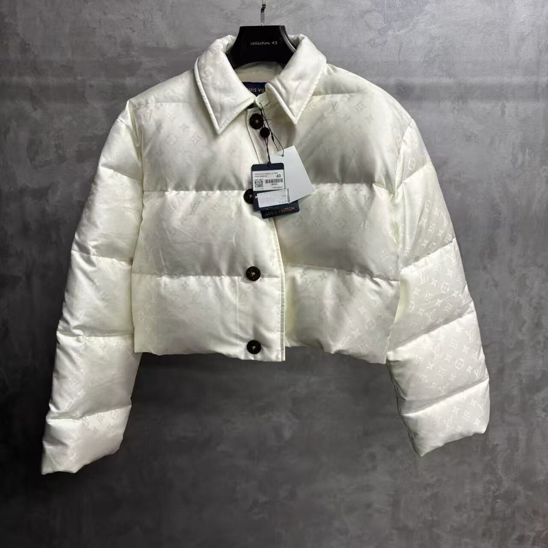 Louis Vuitton White Collared, Button-Front, Cropped Long-Sleeve Jacket - 1
