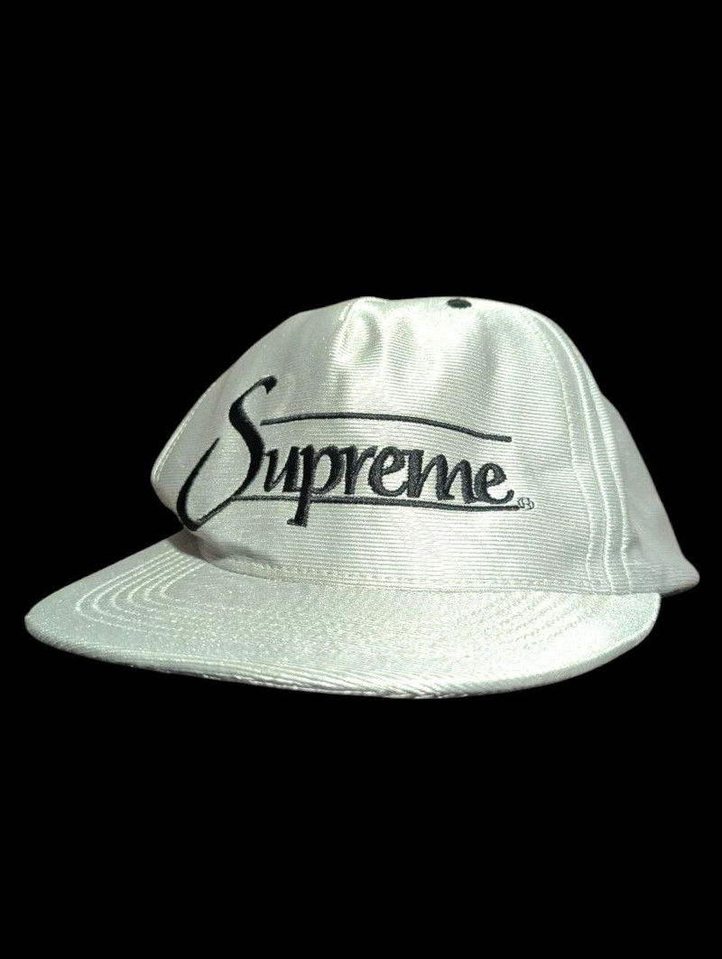 Supreme Silver Cap 5 Panel Metallic Logo Streetwear Rare - 1