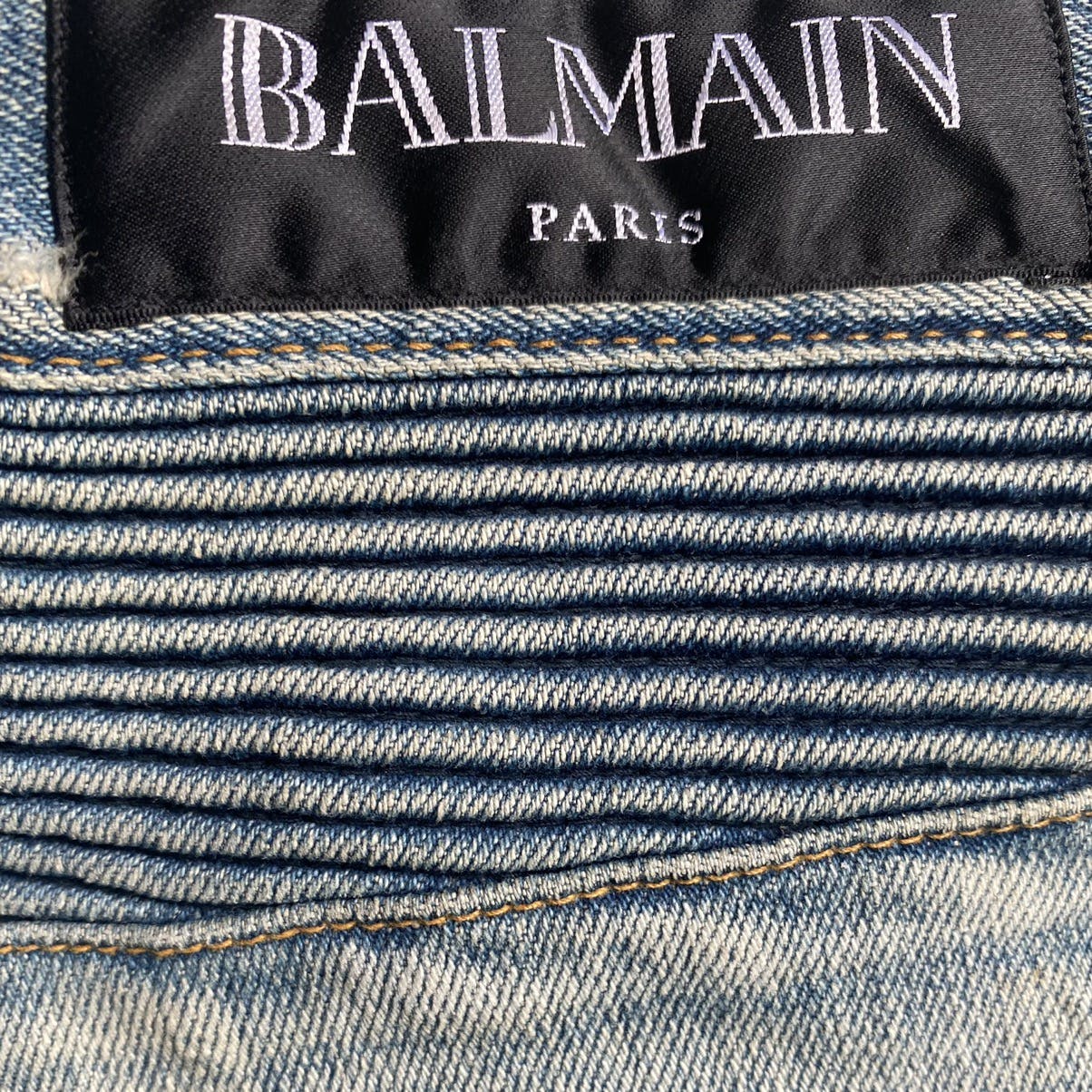 Balmain Stretch Slim Biker Jeans - 9