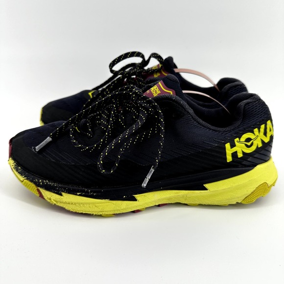 HOKA One One Torrent 2 Trail Running Shoes Lace Up Lightweight Black Yellow 8 - 4