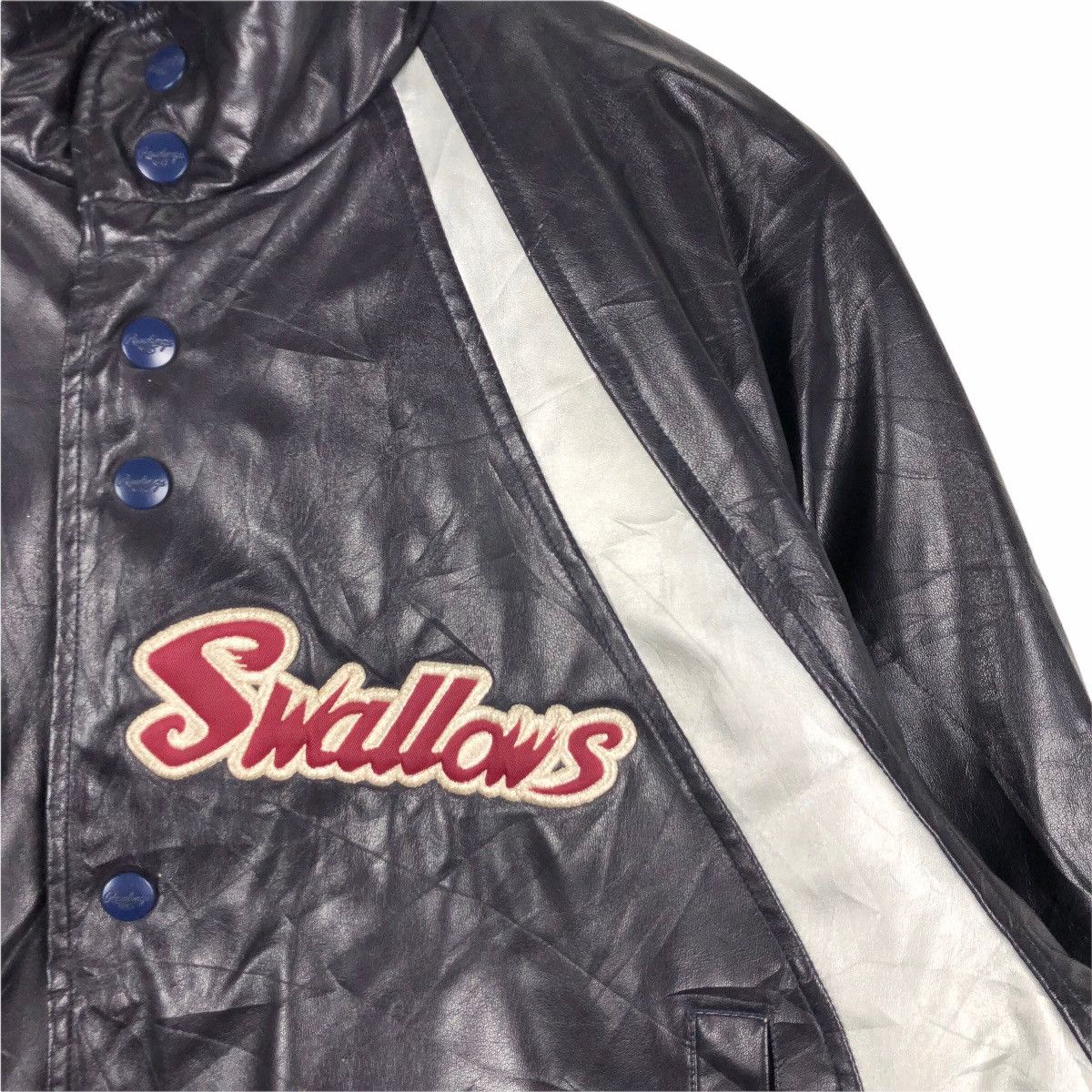 Vintage Rawlings Tokyo Yakult Swallows Baseball Light Jacket Embossed Embroidery Button Up PVC Varsity cheapest Jacket NPBCL Sportswear Size L