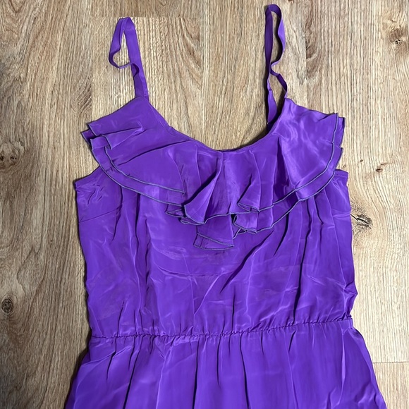 Amanda Uprichard Silk Ruffle Bright Purple Mini Dress - 7