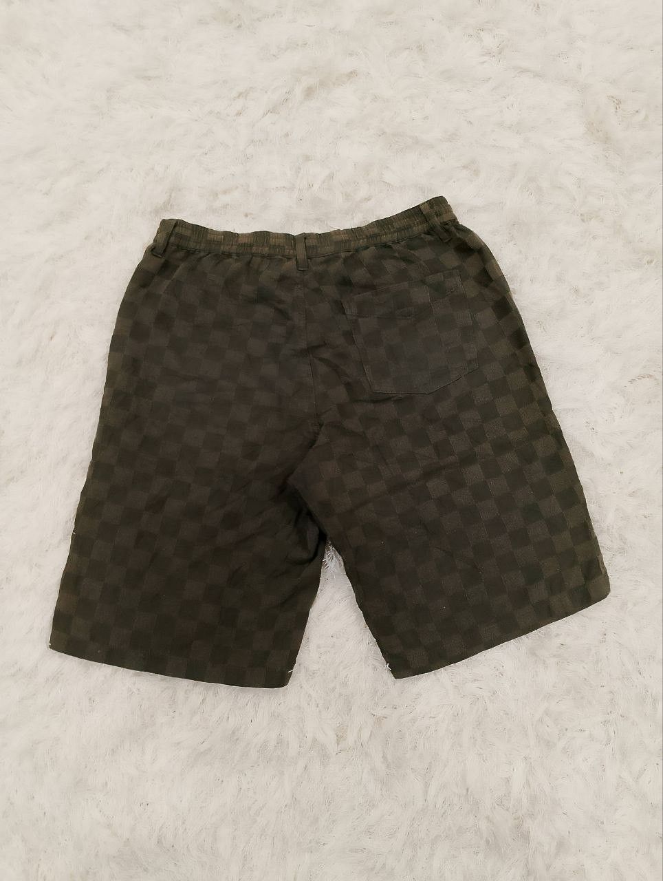 If Six Was Nine - VILLAND Olive Green Checked Relaxed Baker Short Pants - 3