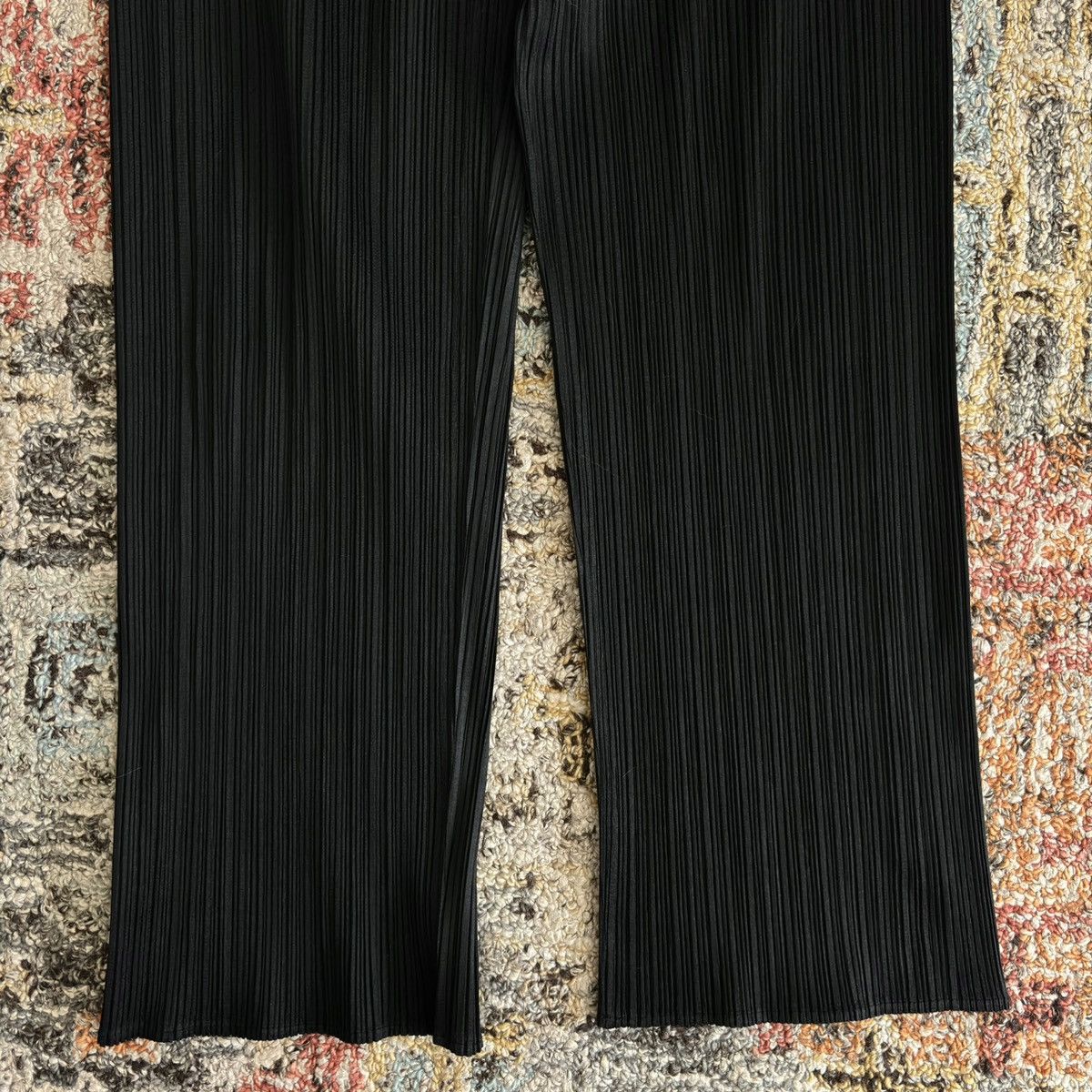 pleated straight pants trousers polyester Japan knife - 3