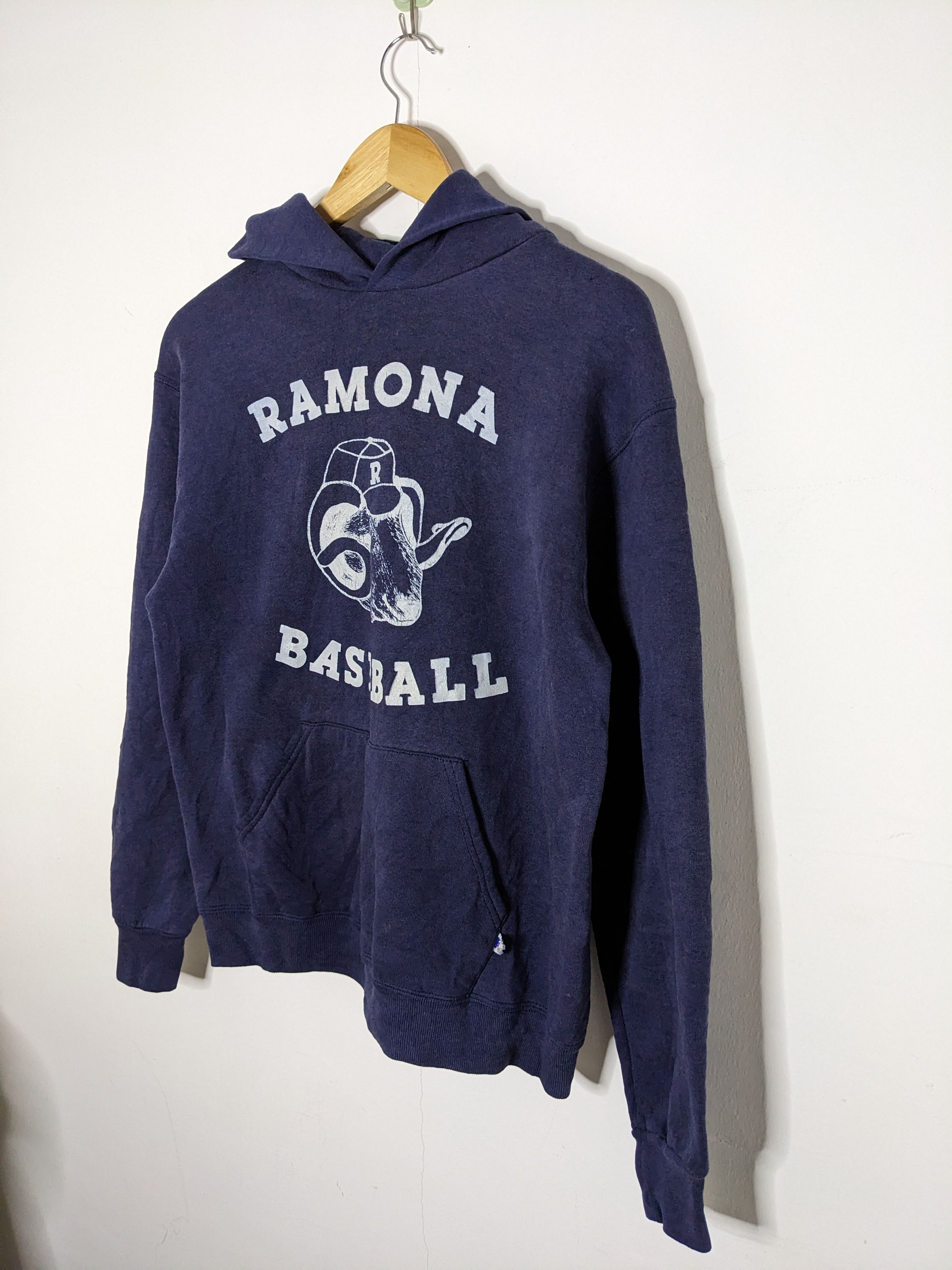 Vintage 80s Russel Ramona Baseball Navy Blue Womens Hoodie - 2