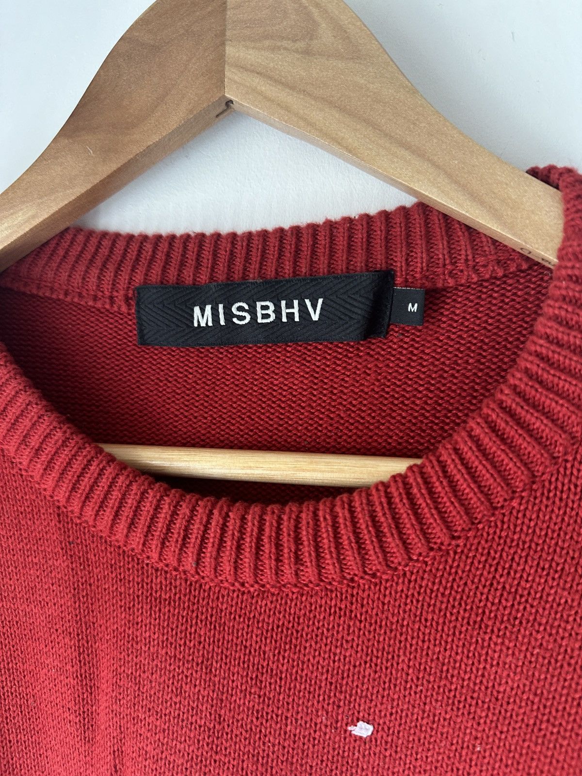 MISBHV Distressed Knitted Red Sweater - 2