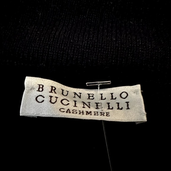 Brunello Cucinelli Cardigan Sweater 100% Cashmere Ruched Shirt Collar Tie Front - 2