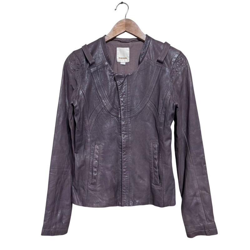 Diesel leather Biker Jacket Graphic Lining - 1