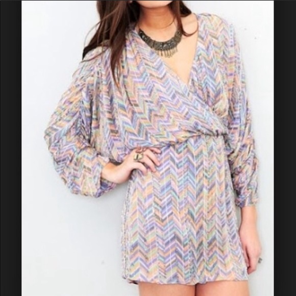 Parker Zig Zag Pastel Silk Beaded Batwing Dress - 4