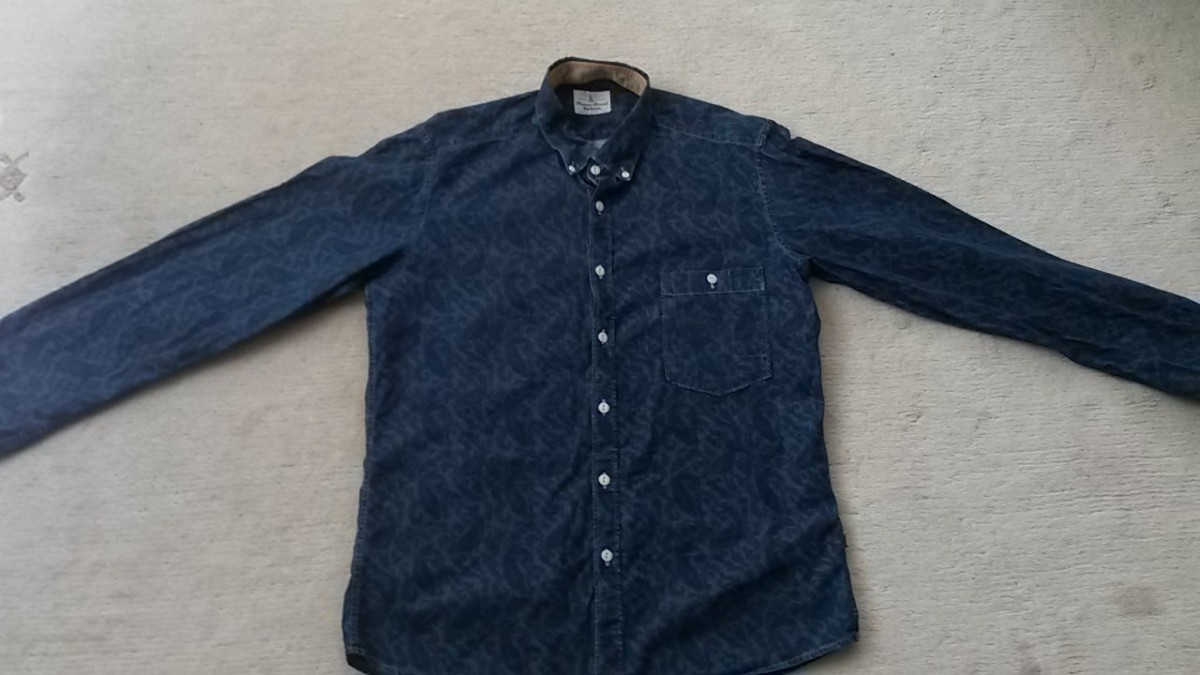 Rare Blue Denim Floral Paisley Pattern Festival Shirt - 3
