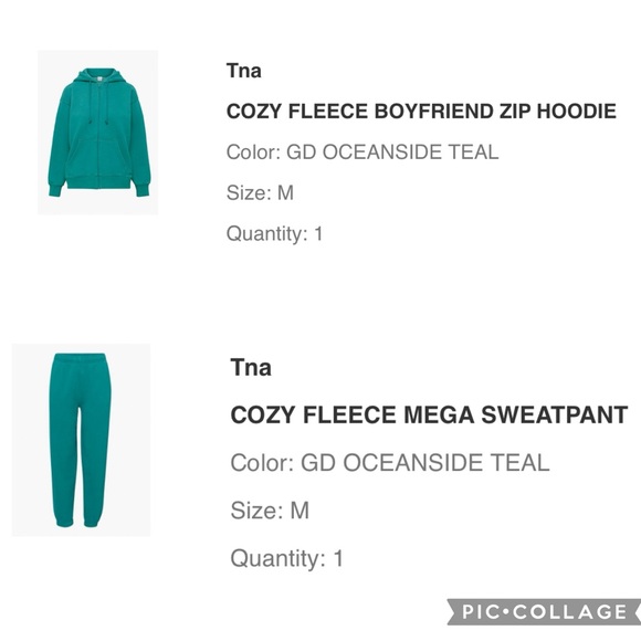 Aritzia TNA Sweatfleece Cozy Fleece Set in Oceanside Teal - 1