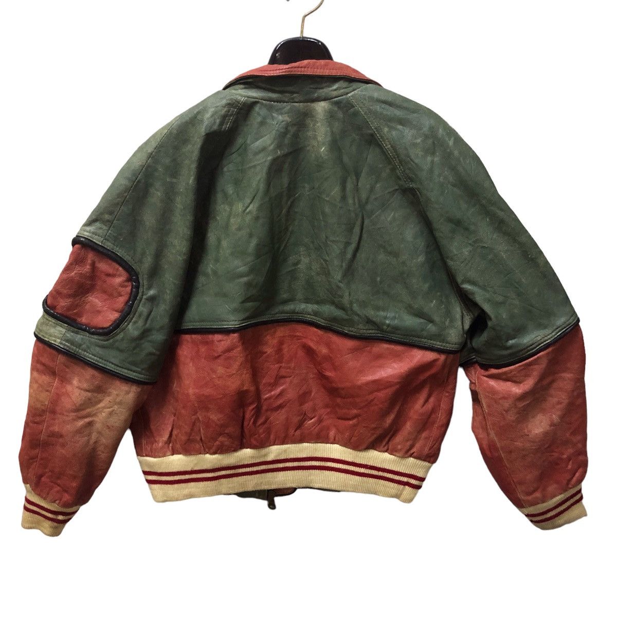 Vintage conbipel leather jacket colour block bomber - 4