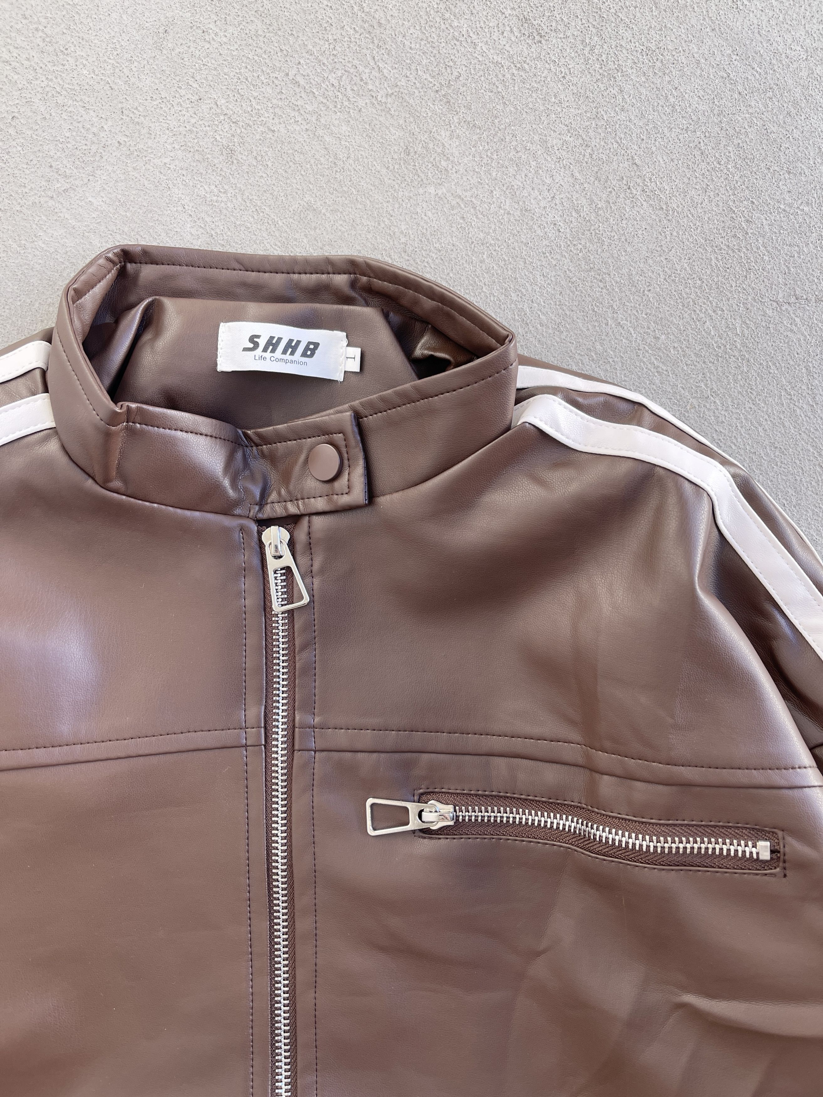 Vintage - STEAL! 2000s Japan Stripe Leather Jacket (M) - 2