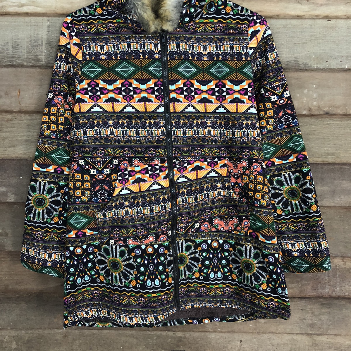 Paislee - Navajo And Paislee Style Faux Fur Neck Sweater #4013 - 8