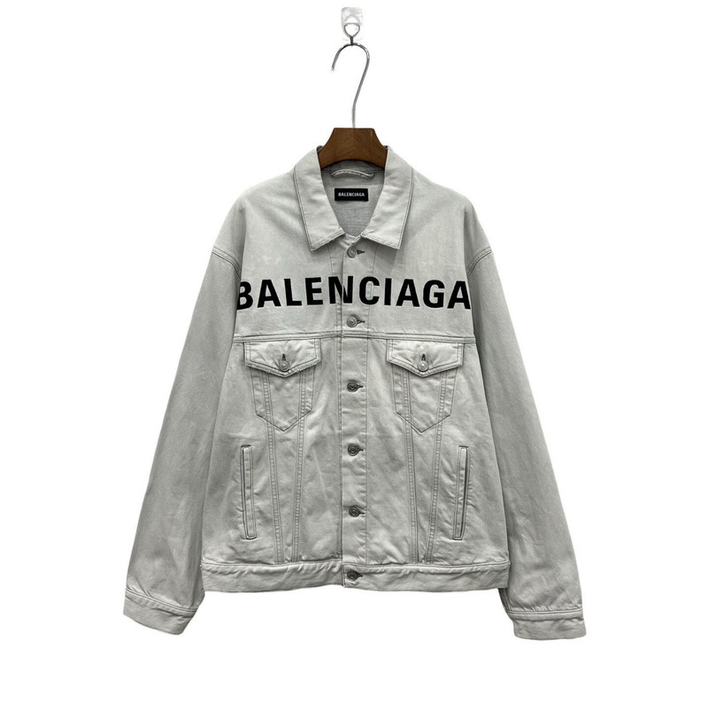 Balenciaga Embroidered Lettering Denim Jacket - 1