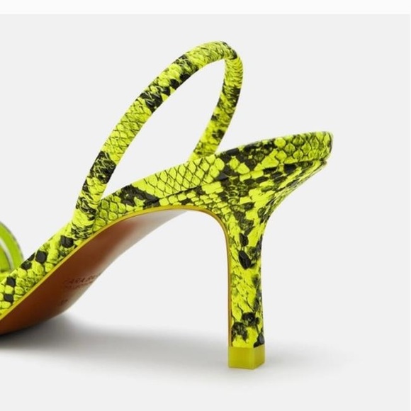 Zara Neon Snake Skin Reptile Kitten Minimalistic Heels - 4