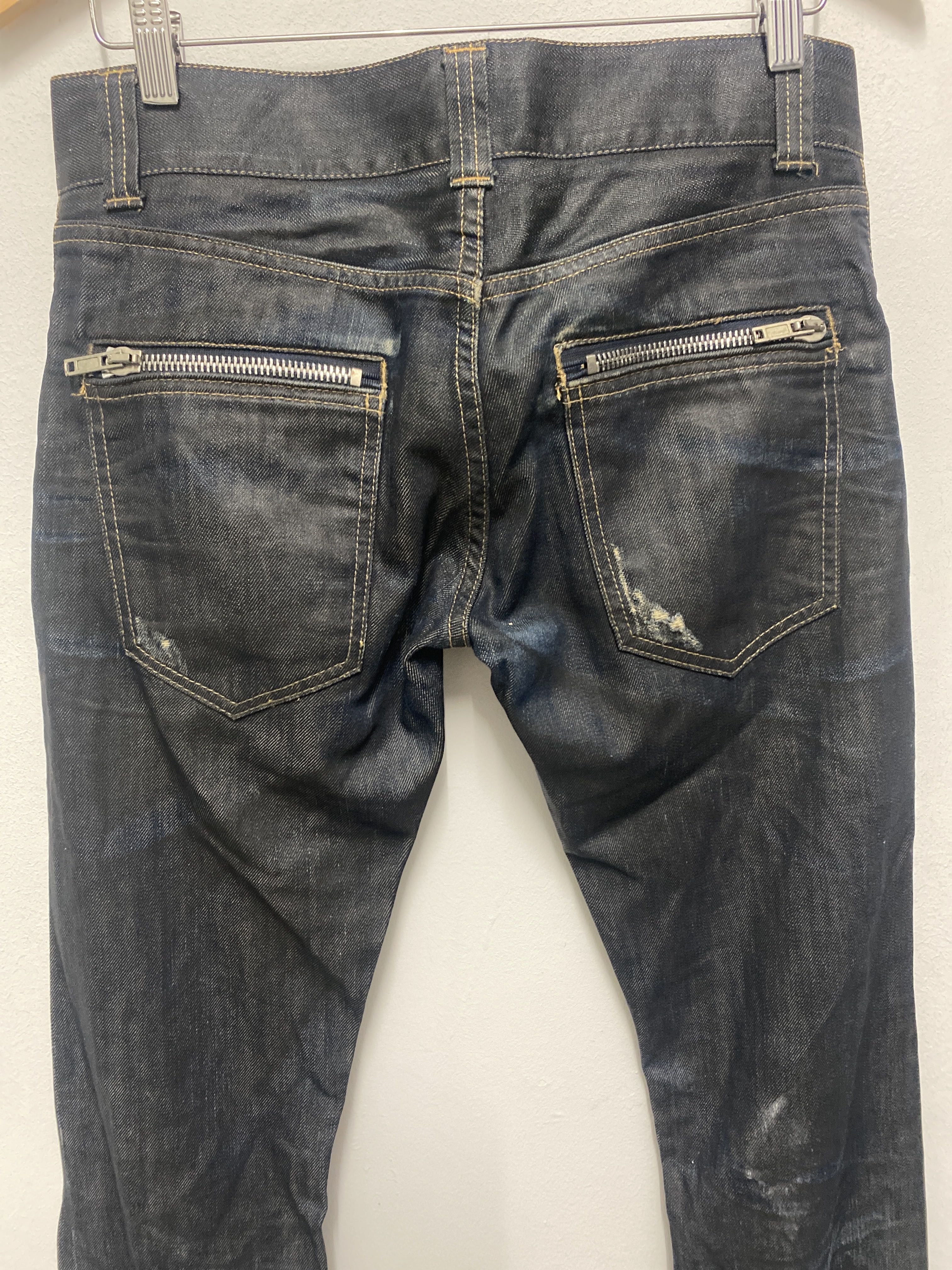 Black-Tag IT Italian Raw Denim Jeans with Zippered Back Pockets - Size 28 Made in Italy - 4