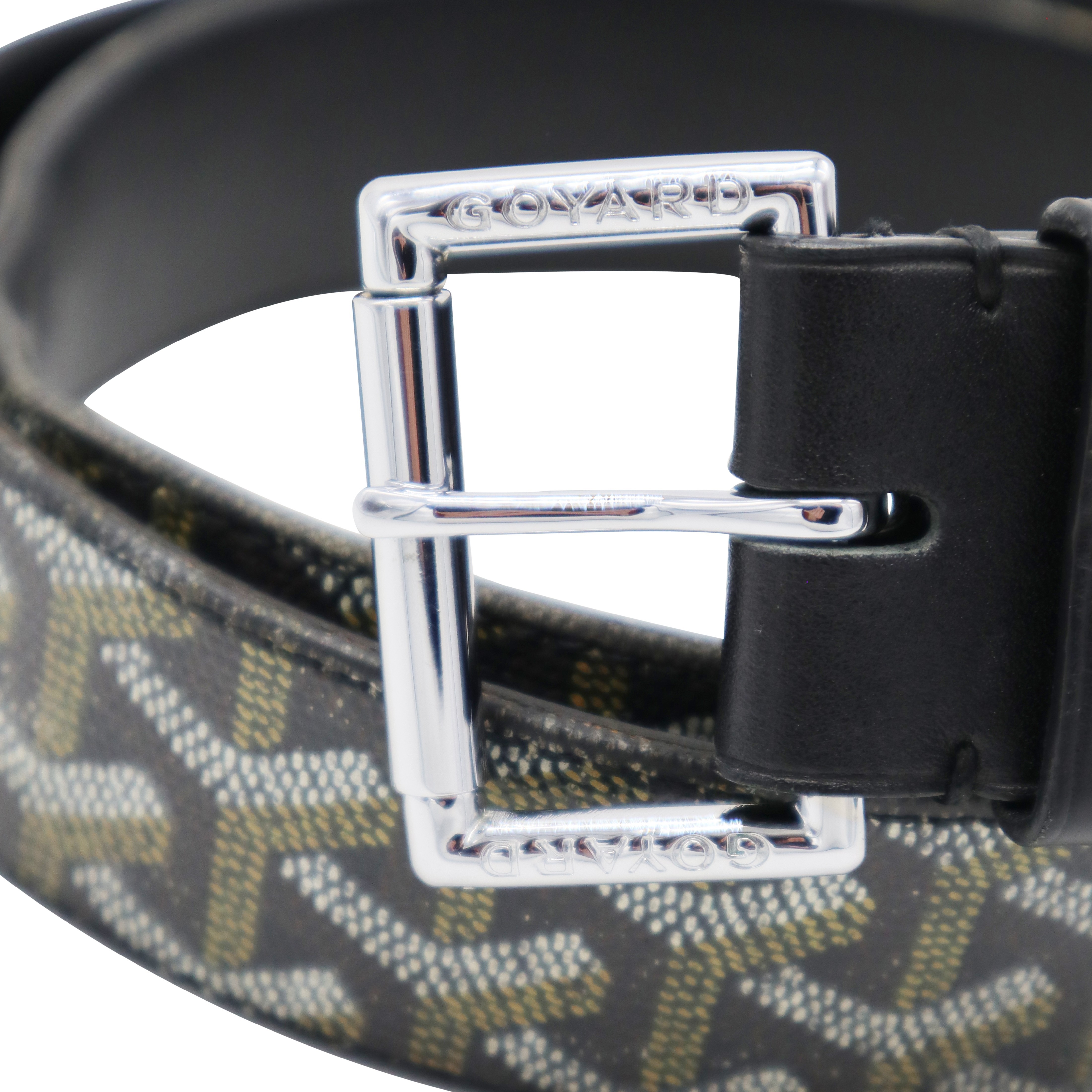 GOYARD Black Goyardine Tan Leather Reversible WOMENS Belt SZ 95