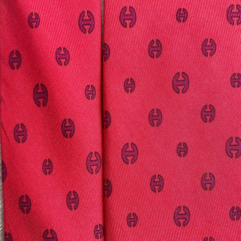 Hermes Paris Silk Tie 5361 OA Geometry Red - 1