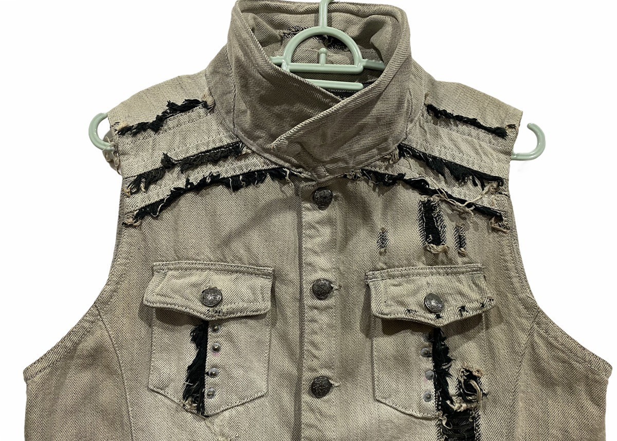 Distressed Denim - Mades Signature Style Sleeveless Distressed Denim Jacket - 4