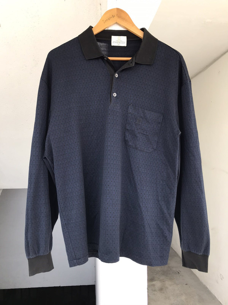 90s Givenchy Full print Long Sleeve Polo - 1