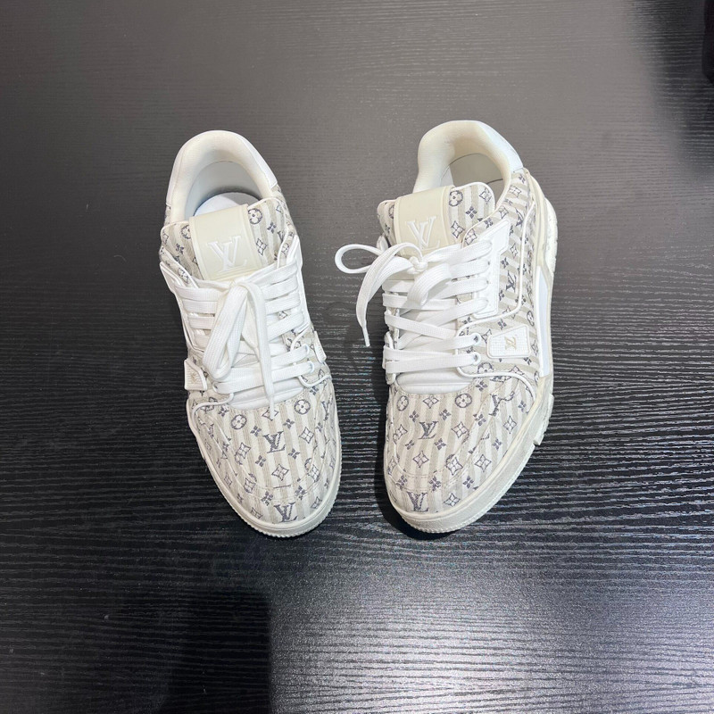 Louis Vuitton LV Trainer — White & Brown All-Over Print Casual Sneakers - 1