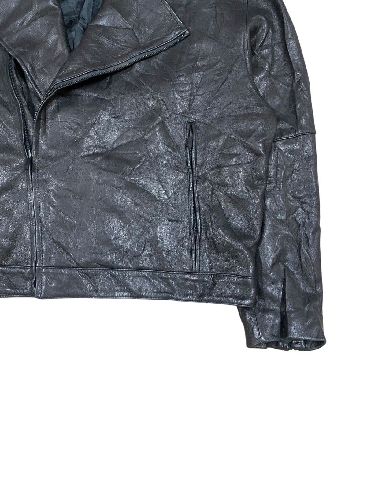 Vtg🌑Donna Karan New York Double Collar Leather Jacket - 8