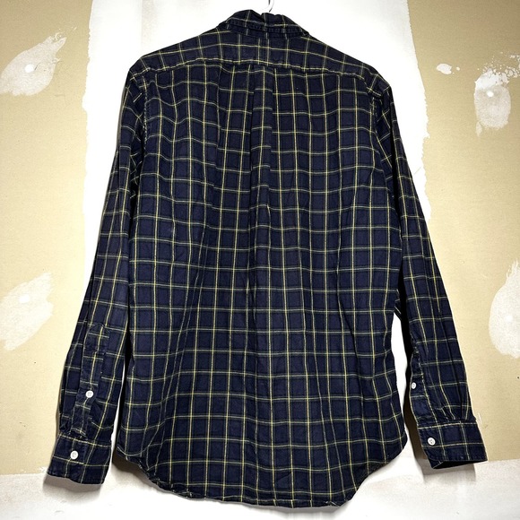 Ralph Lauren Shirt Plaid Button Down Long Sleeve 100% Cotton Navy Blue Medium - 7