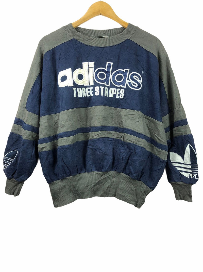 VINTAGE THREE STRIPES BIG LOGO PATCH HIP HOP SWEATHIRTS - 1