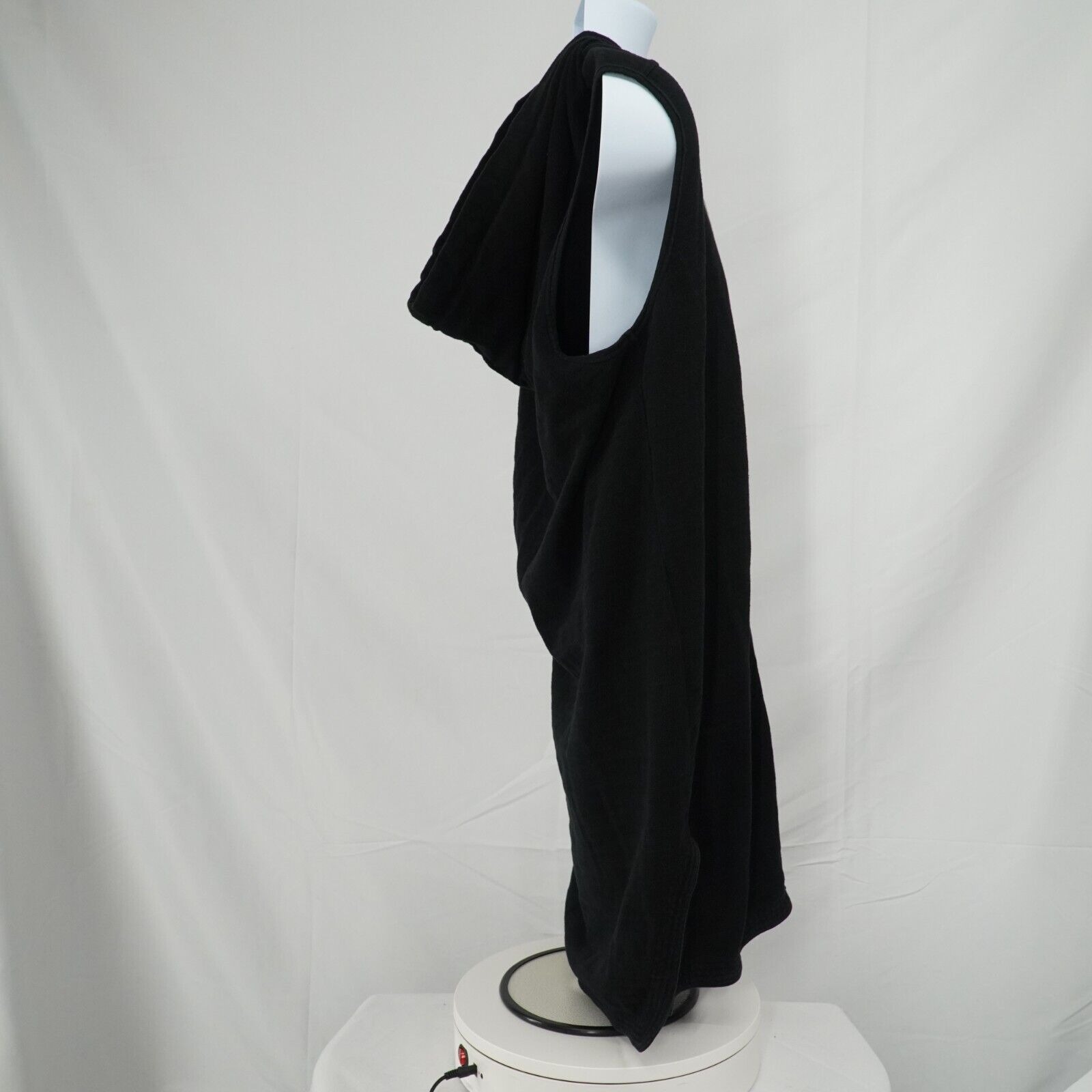 Black Zip Up Sleeveless Jacket Hoodie Cotton - Medium - 18