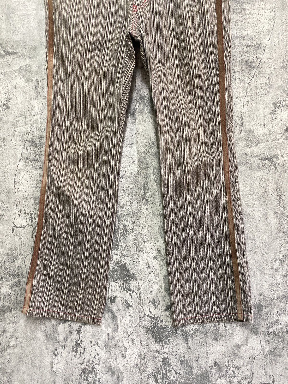 Vintage JEAN NASSAUS Striped Flared Leather Pocket Pant - 7