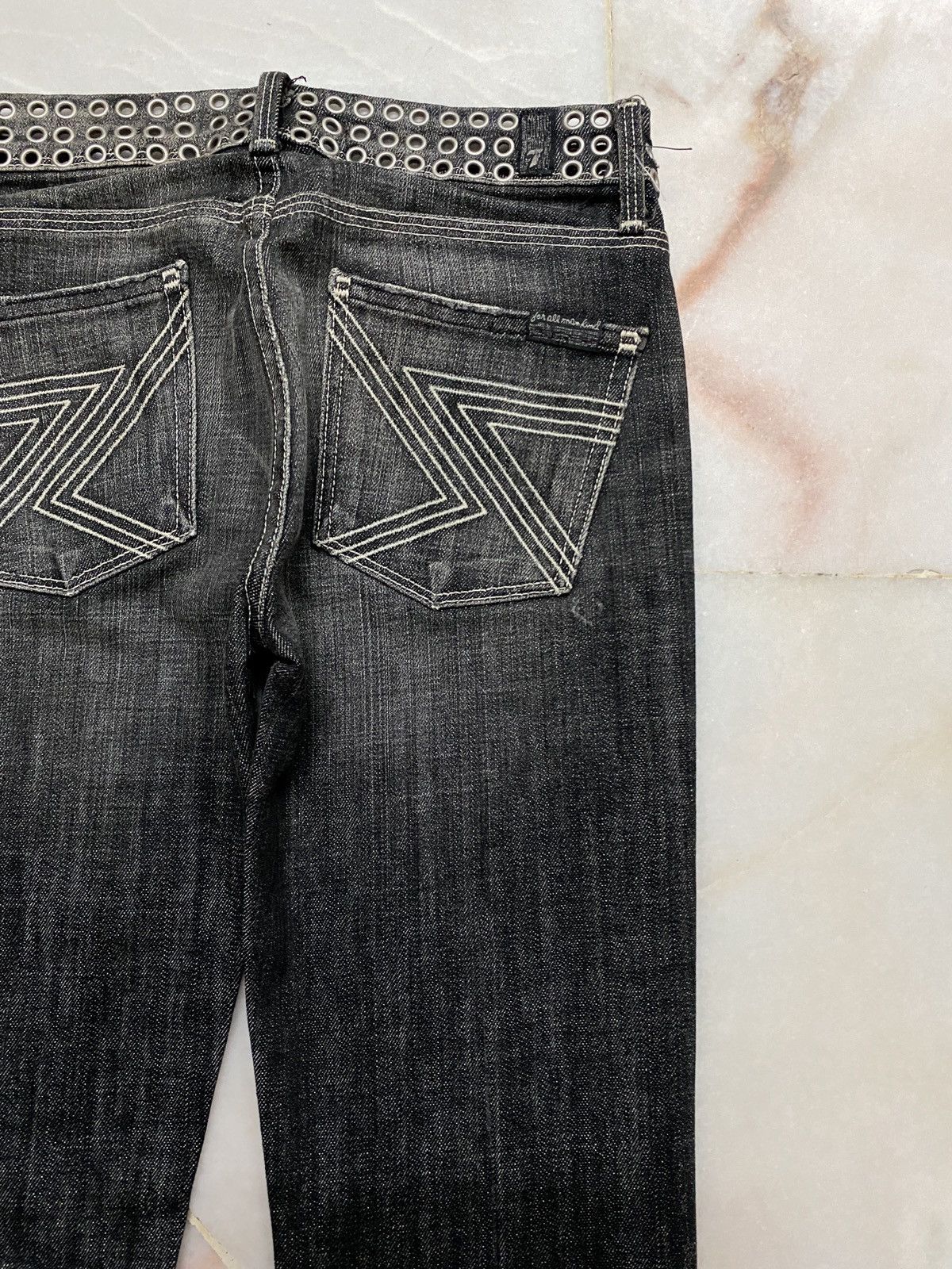 Flare💥90s 7All Studded Mudwash Distress jean Waist 25-26 - 15