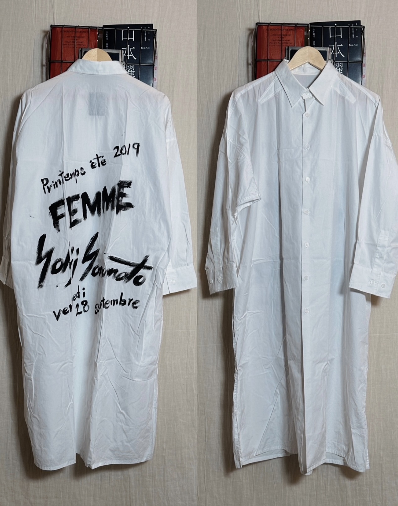 Yohji Yamamoto BlackScandal 2019SS handwritten signature employee uniform shirt - 7