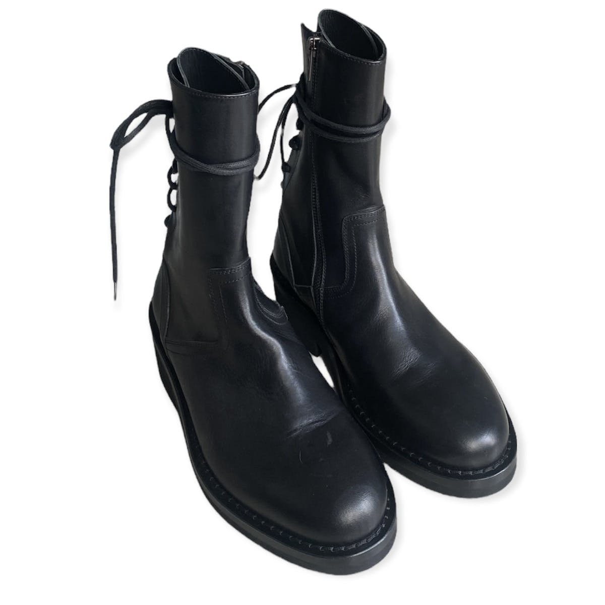Black vitello back lace boots - 4
