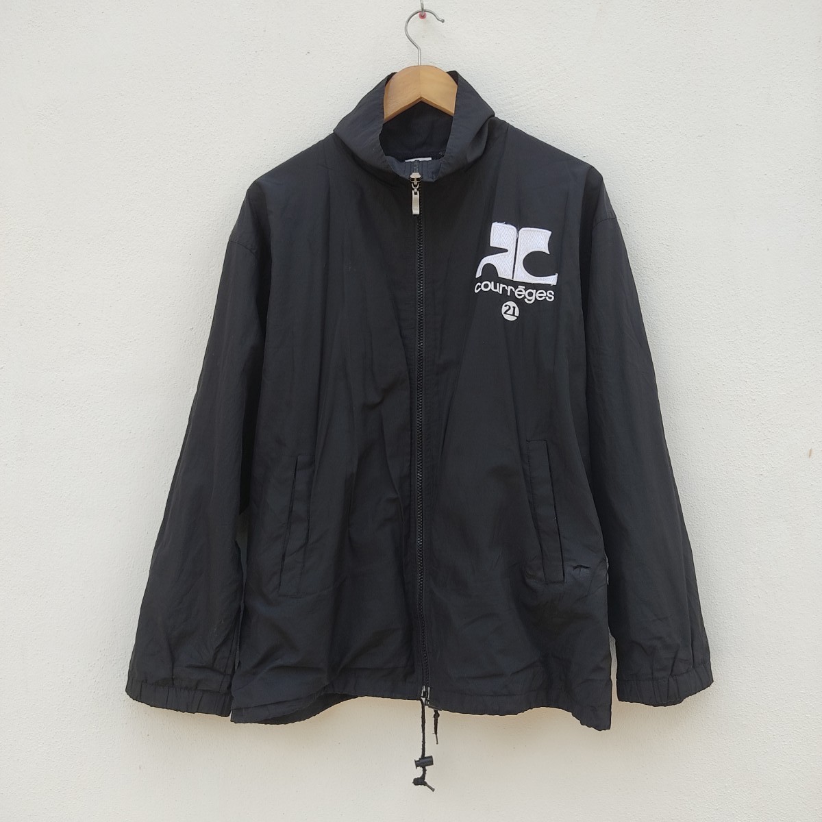 Andre Courreges - Vintage Courreges Homme Big Logo Black Winbreaker Jacket - 1