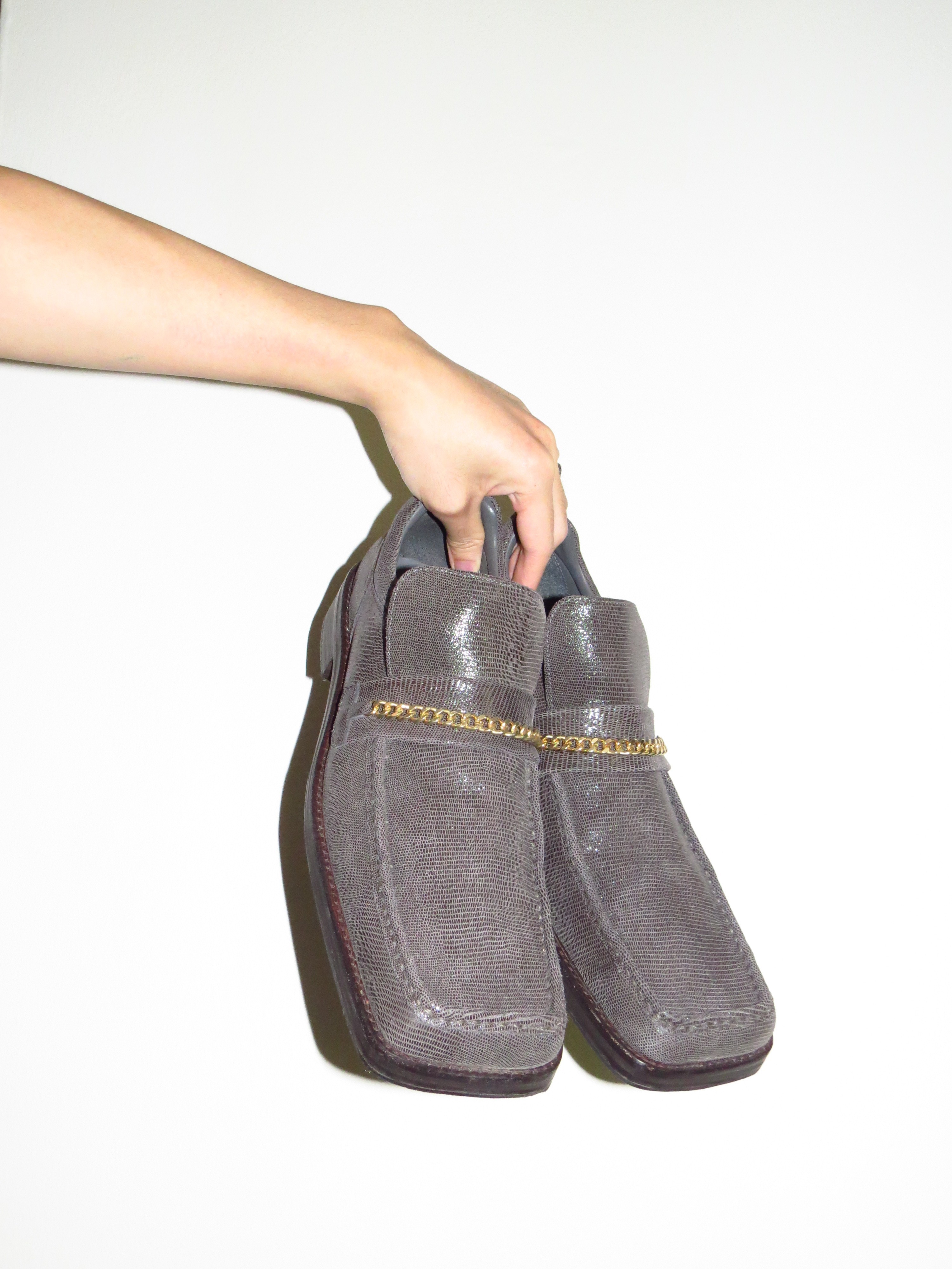Martine Rose - Runway Lizard-skin Square-toe Chained Loafers - 1