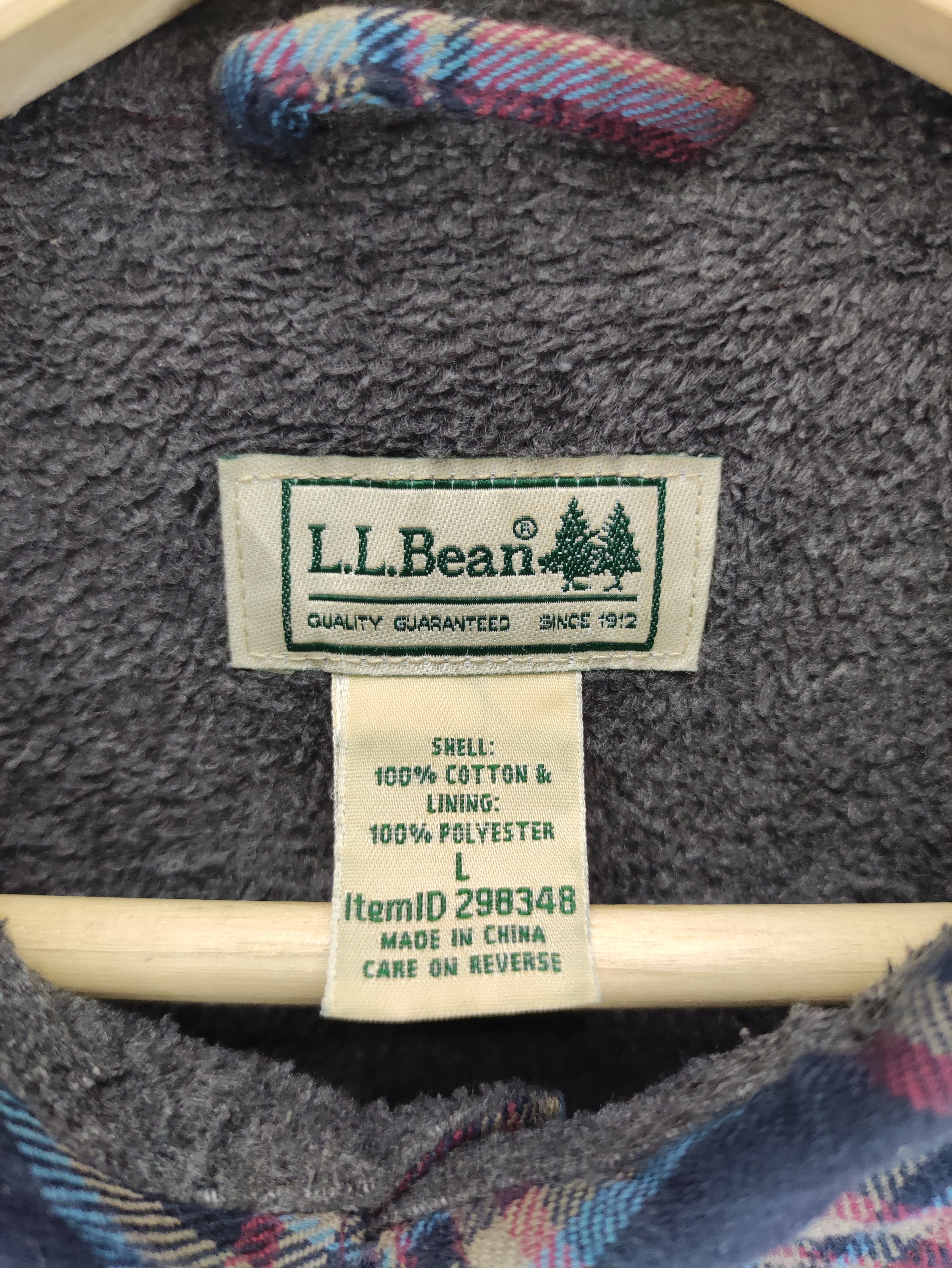 Vintage L.L.Bean Flannel Lining Fleece Button Up - 5