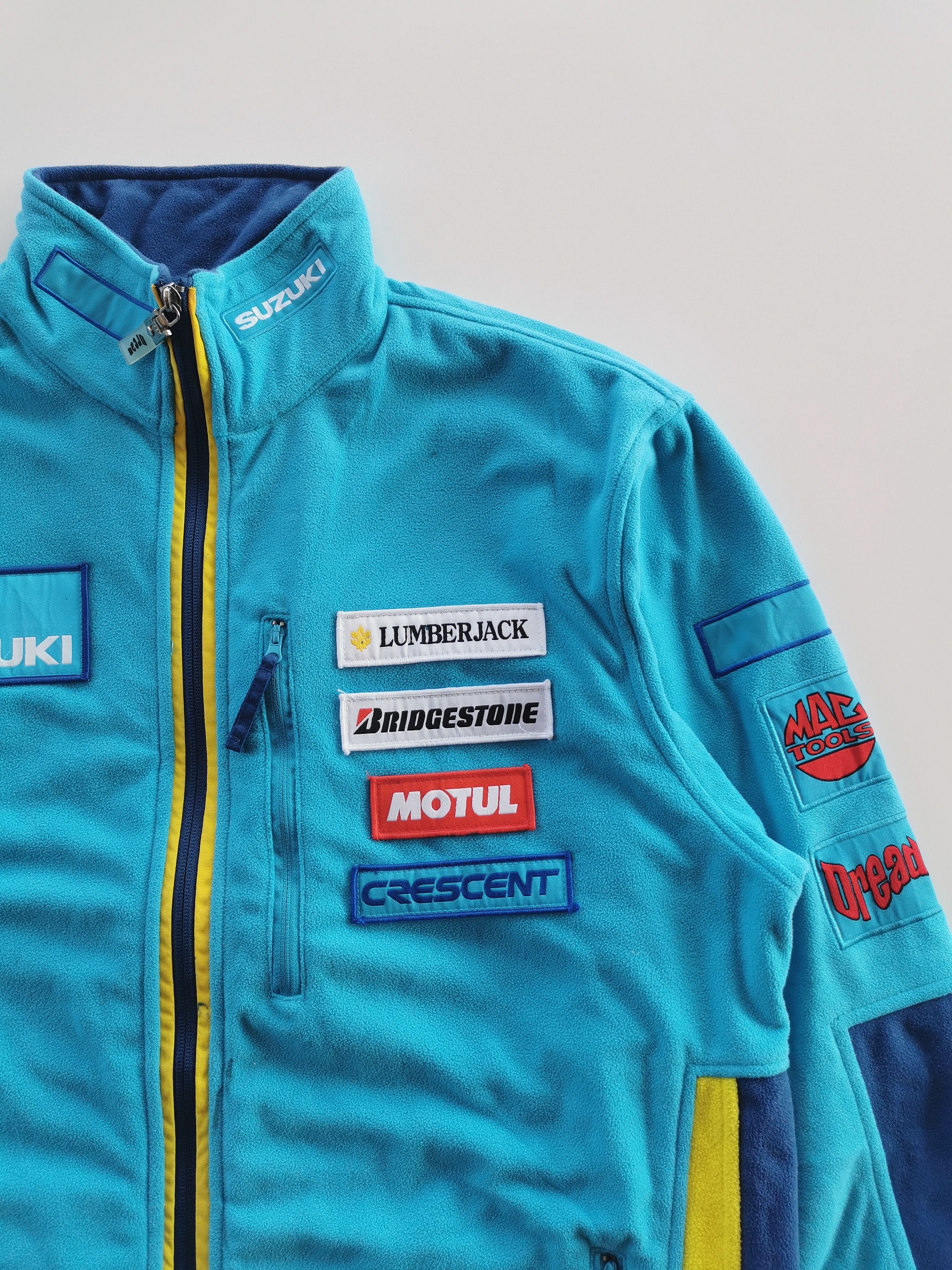 Vintage Suzuki Rizla Racing Fleece Jacket Motul Bridgestone - 7