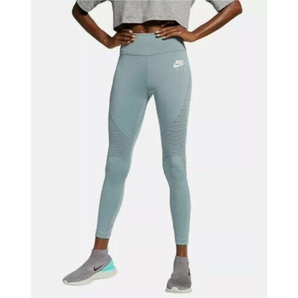 Nike Air 7/8 Dri Fit Running All In High Rise Leggings Moto Panel Blue Gray S - 1