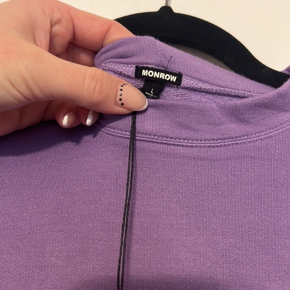 Monrow Supersoft Fleece Sweatshirt Dress in Aster Purple - 6