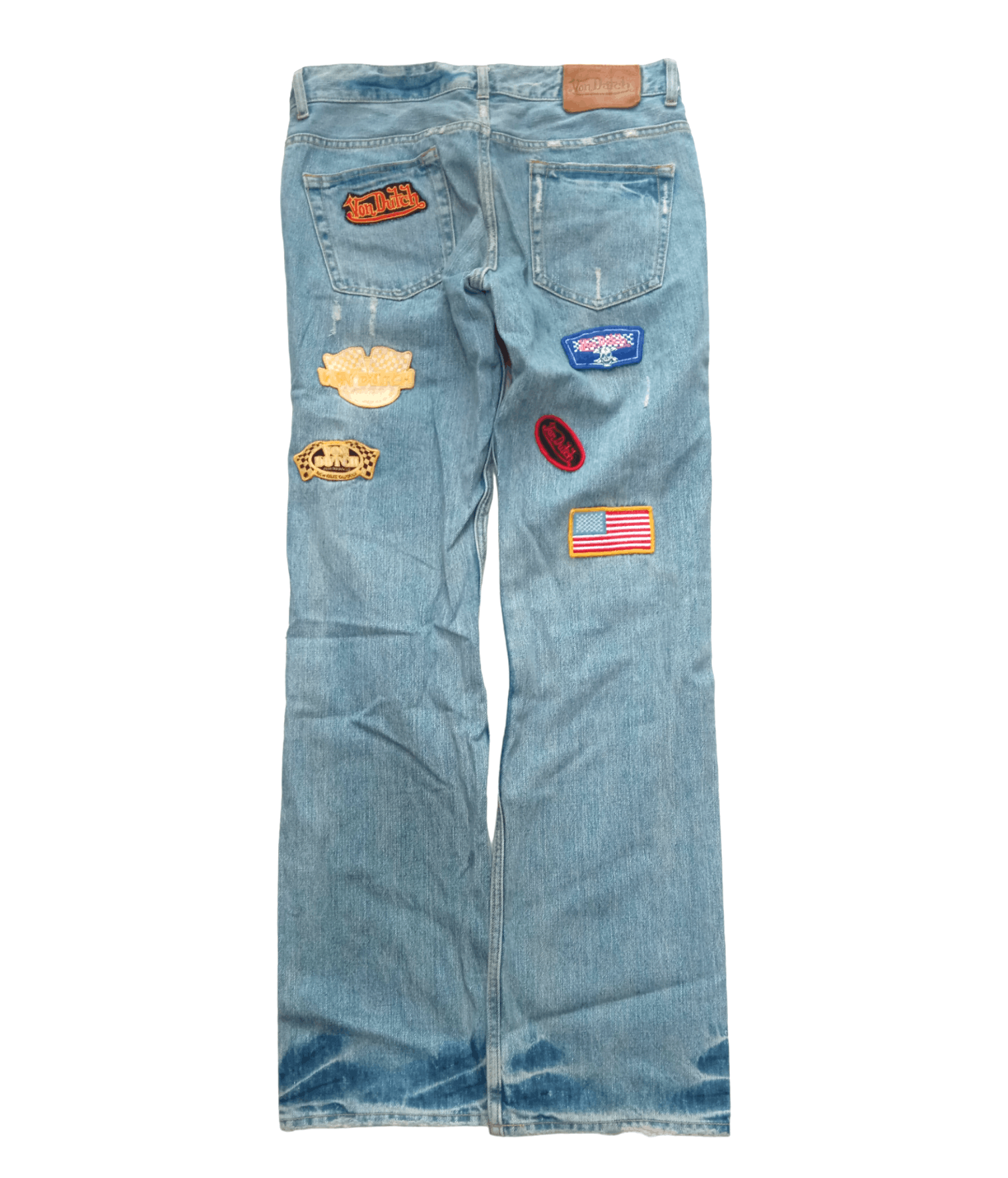 Distressed Denim - Von Dutch Japan Patchwork Y2K Denim Jeans - 2