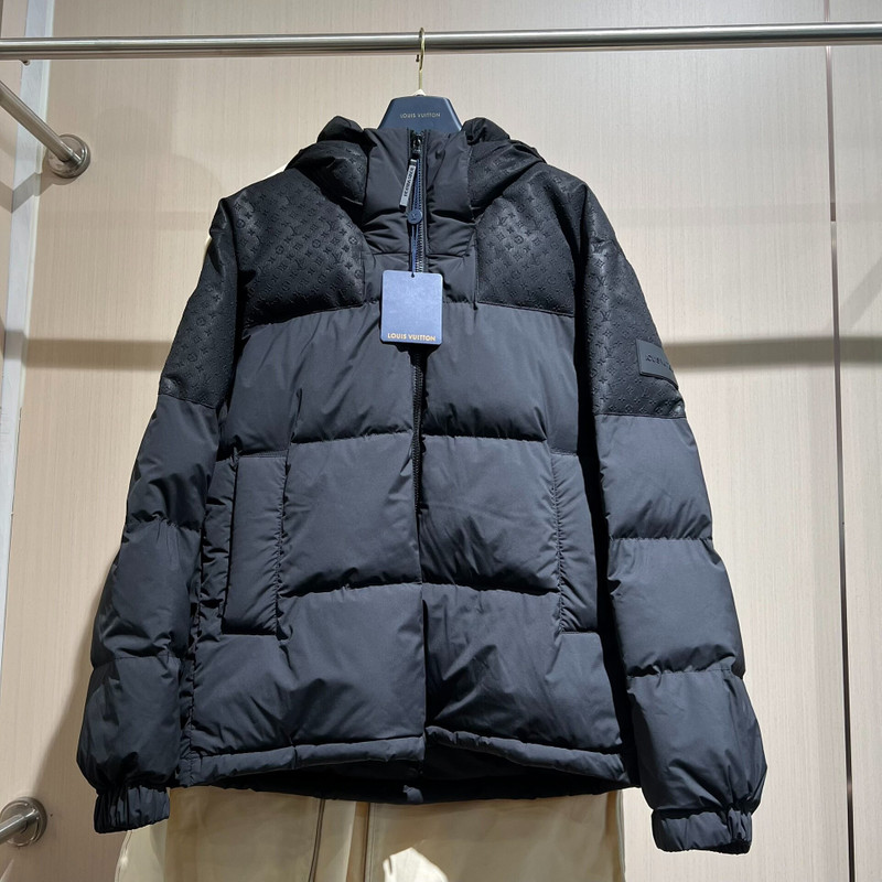 Louis Vuitton Black Panelled Monogram Embossed Down Jacket - 1