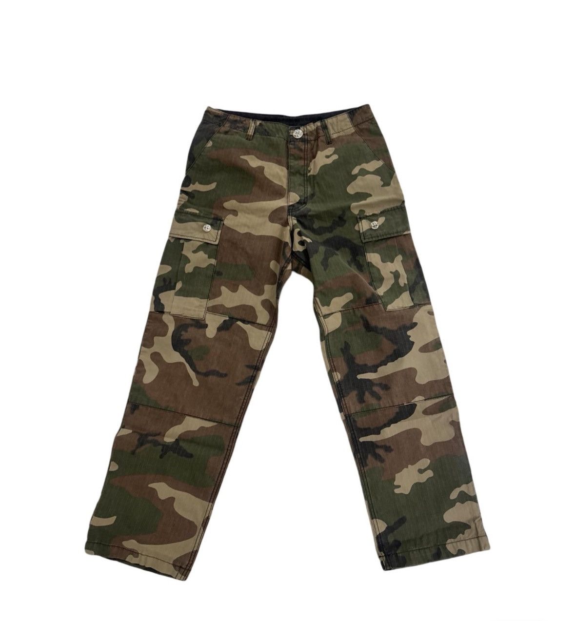 Leather cross patch camouflage cargo pants - 2