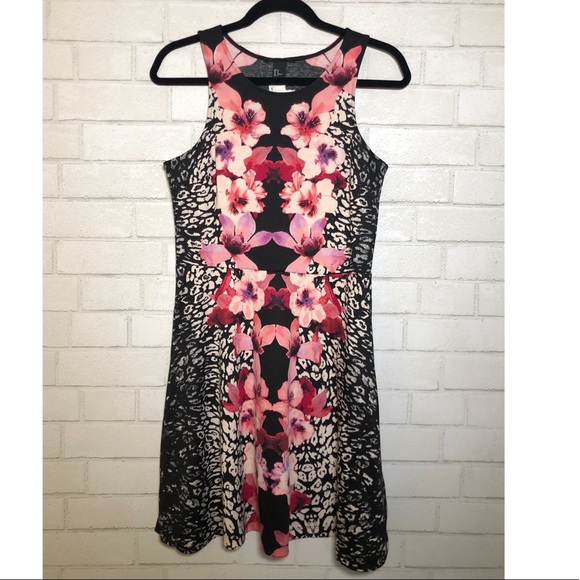 H&M Floral + Animal Print Skater Dress - 1