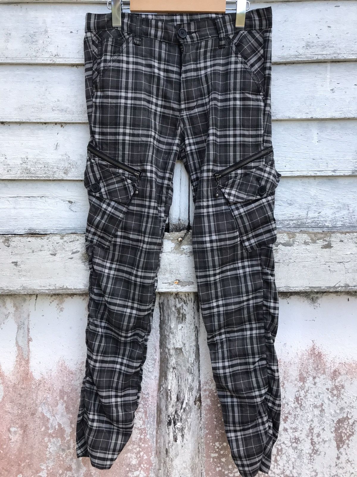 Japanese Brand - DoubleFocus Plaid Tartan Bondage Cargo Skinny Pant - 1